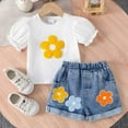 thumbnail image 2 of XZNPDUCQ Toddler Girls Clothes Summer Short Sleeve T Shirt and Shorts Cute Baby Girls Outfits Clothing Set Casual Elastic Shorts Summer 2Pcs T Shorts Set Dailywear Whiteï¼12-18 Months, 2 of 7