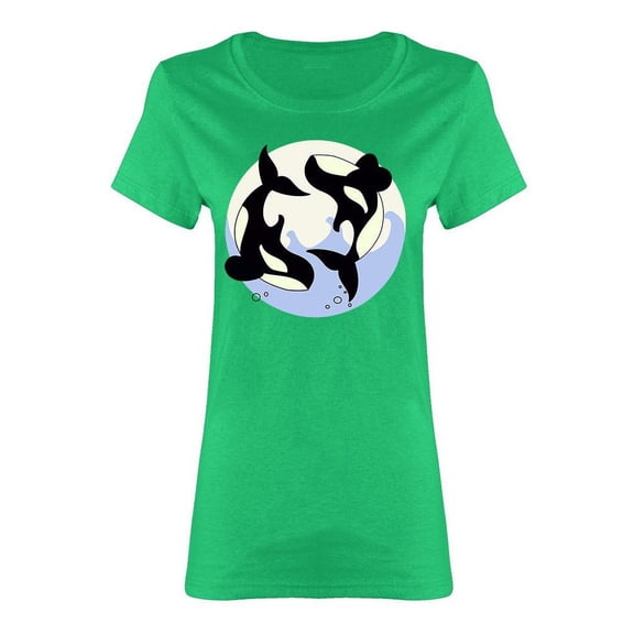 Orcas At The Ocean Shaped T-Shirt Women -Image by Shutterstock, Female Large