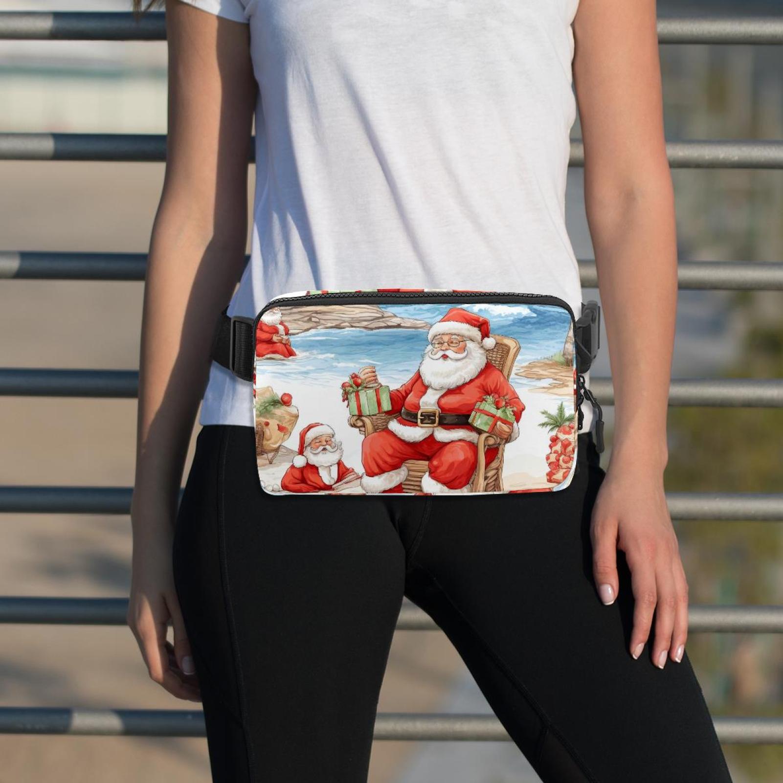 Santa Claus Adjustable Lightweight Waist Bags with Extension Strap, Unisex Running Belt Fanny Pack