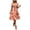 #590-Orange, variant on Warop Summer Midi Dresses for Womens Short Sleeve Wrap V Neck A-Line Dress Floral Print High Waist Boho Sundresses