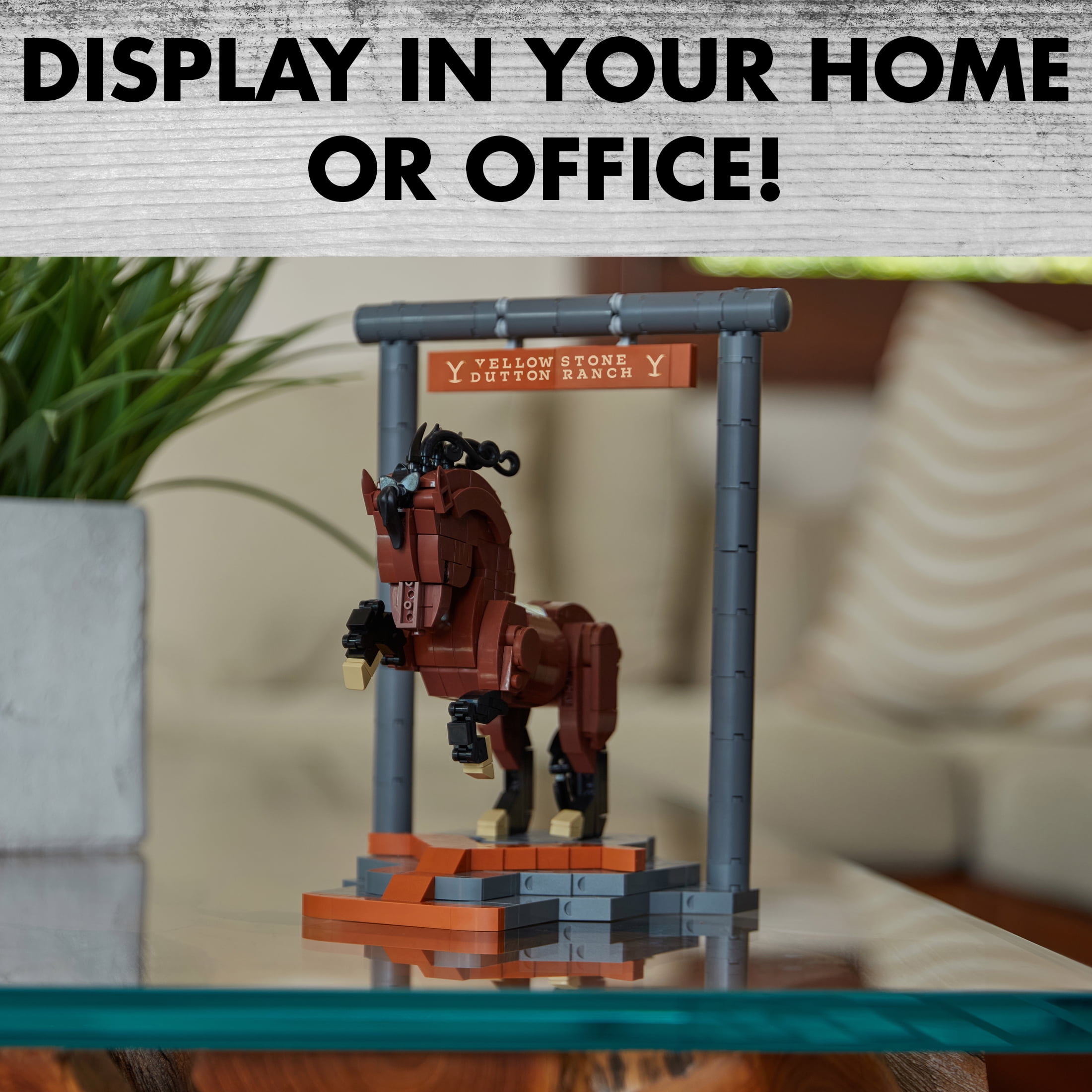 Brickcraft Yellowstone Stallion Horse Building Kit (554-Piece Set), Galloping Horse Model, Rustic Ranch Décor Display, Plastic Building Blocks
