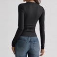 thumbnail image 6 of Nestiefly Long Sleeve Shirts for Women Fall Fashion V Neck Crop Tops Soft Stretchy Thermal Base Layer Undershirt Black S, 6 of 6