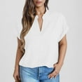 thumbnail image 6 of Uaswgudfs Women's Cotton & Linen Short Sleeve V-Neck Casual Tunic Blouse – Loose Shirt Top, 6 of 8