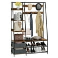 thumbnail image 1 of Gymax 6-in-1 Freestanding Hall Tree Coat Rack w/ Bench & Fabric Dressers Rustic Brown, 1 of 9