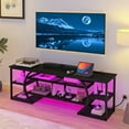 thumbnail image 2 of Uforic LED TV Stand for 70 Inch TV, Rustic Entertainment Center TV Console w/Power Outlets,Black, 2 of 9