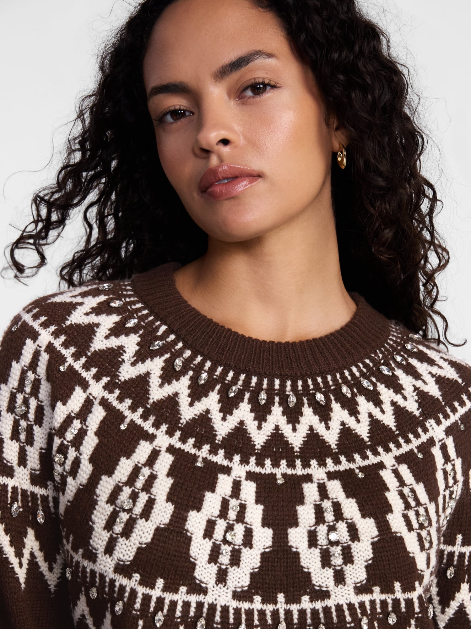 Scenario Women's Fair Isle Sweater with Long Sleeves, Lightweight, Sizes XS-XXXL
