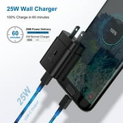 Type C Charger Fast Charging, 2-Pack USB C Wall Charger Block, 25W Android Phone Super Fast Charger and 10ft Charging Cable Compatible for Samsung Galaxy S26/S25+S24/S23/S22/S22 Ultra, Black