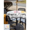thumbnail image 4 of Outdoor Tablecloth with Umbrella Hole and Zipper, Happy Easter Square Table Cloth 54x54 Inch Waterproof Tablecloth, Cute Lovely Colorful Rabbits Silhouette Blue Plaid Picnic Table Cover for Patio, 4 of 7