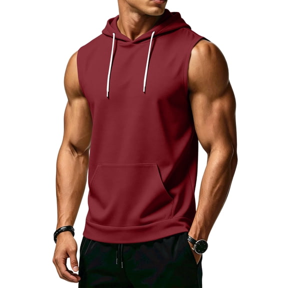 Mens Tank Tops Plus Size Casual Sleeveless Summer t-Shirt Lightweight Comfy Cut Off Gym Workout Hooded Muscle Tees, M