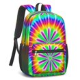 thumbnail image 2 of Red and Yellow Tie Dye Pattern 17" Waterproof Oxford School Backpacks for Teens, S-Shape Padded Straps, for School, Travel, Hiking, Camping, 2 of 5