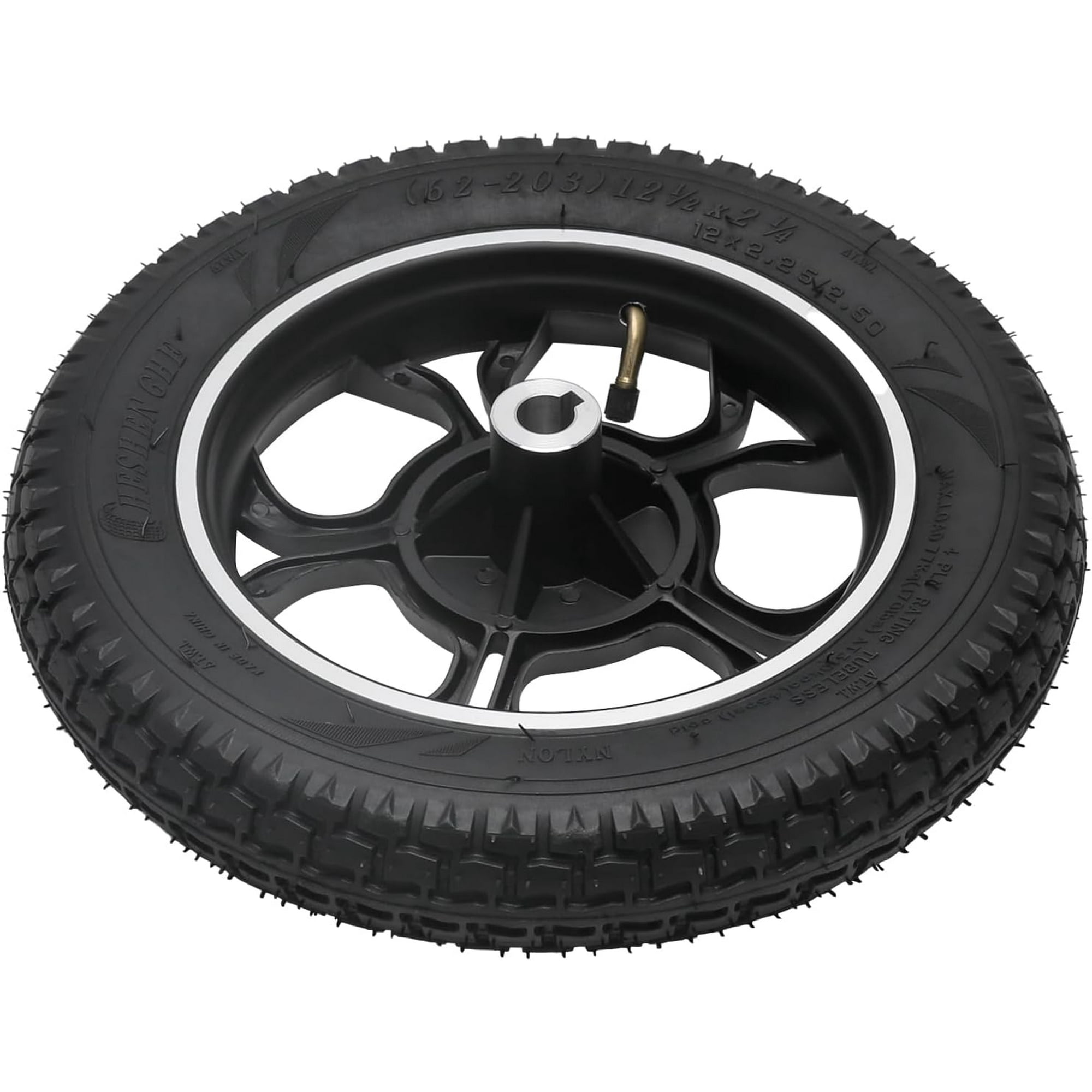 12 1/2 x 2 1/4 Electric Rear Wheelchair Wheel Assembly, 62-203 12x2.25/2.50 Solid Tire with Wheel Hub 4PR – Replacement for Wheelchair Walker Scooter Transport Chair Mobility (Set of 2)