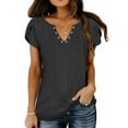 thumbnail image 6 of TEMOFON Womens Summer Tops Casual V Neck Tee Shirts Petal Sleeve Fashion Loose Blouses for Women Clothes Short Sleeve Shirts Dressy Tunic Tops, 6 of 7