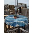 thumbnail image 2 of Outdoor Tablecloth with Umbrella Hole Zipper Coastal Waves Round Tablecloth 54" Waterproof Outside Table Cloth Summer Beach Ocean Nautical Burlap Patio Table Cover Tablecloths for Picnic Party, 2 of 8