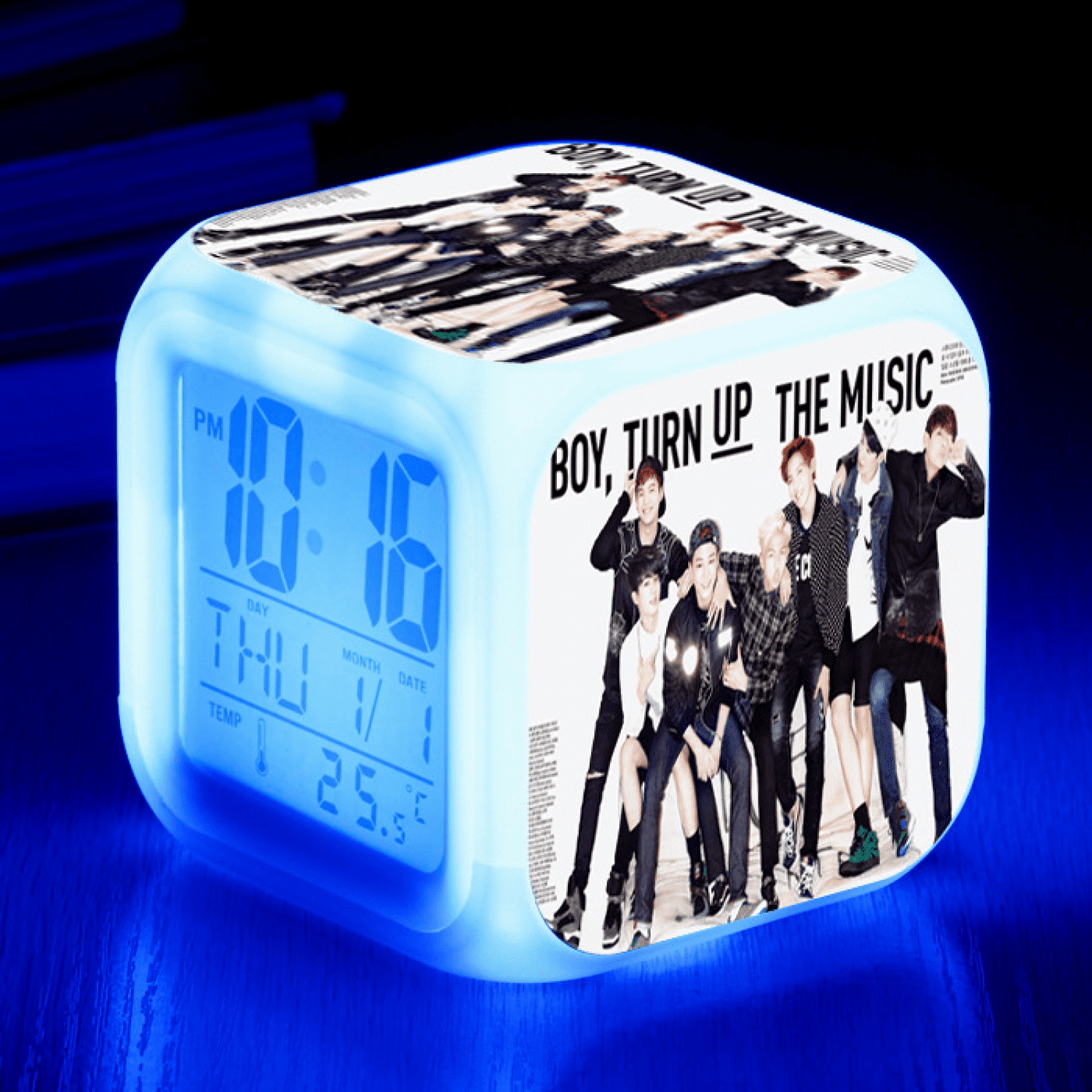 JUSTUP LED Digital Bedroom Alarm Clock Easy Setting Cube Wake Up Clocks