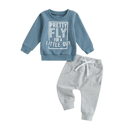 

Baby Boys Pants Set Long Sleeve Crew Neck Letters Print Sweatshirt with Elastic Waist Sweatpants 6 12 18 24M 3T Infant Clothes