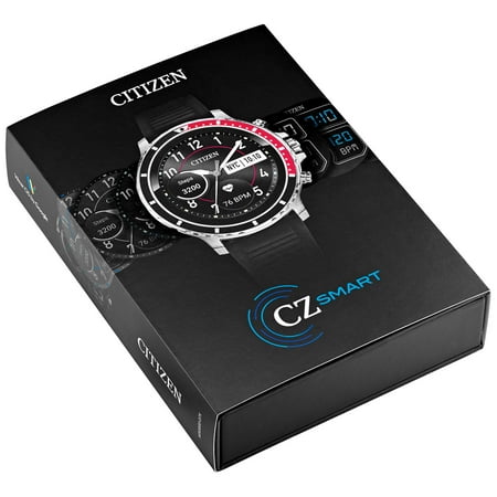 Citizen - CZ Smart HR Heart Rate Smartwatch 46mm Blue Silicon Stainless Steel watch, Powered by Google Wear OS - Blue
