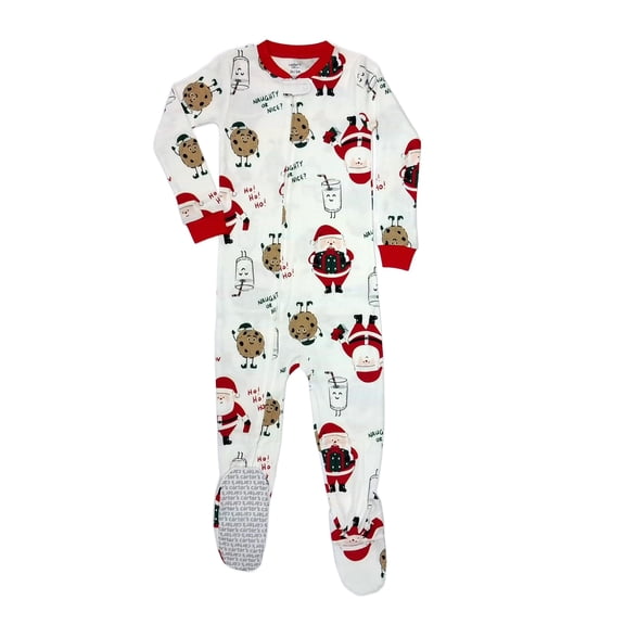 Carter's Toddler Boy's Girl's Santa Milk and Cookies Cotton Pajama Sleeper, Size 4T