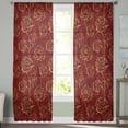 thumbnail image 3 of Red Yellow Roses Semi Sheer Curtains 96 Inch Length 2 Panels Set, Christmas Red Xmas Botanical Sheer Kitchen Curtain Privacy Voile Window Curtain for Living Room Bedroom Rod Pocket Drapes, 3 of 7
