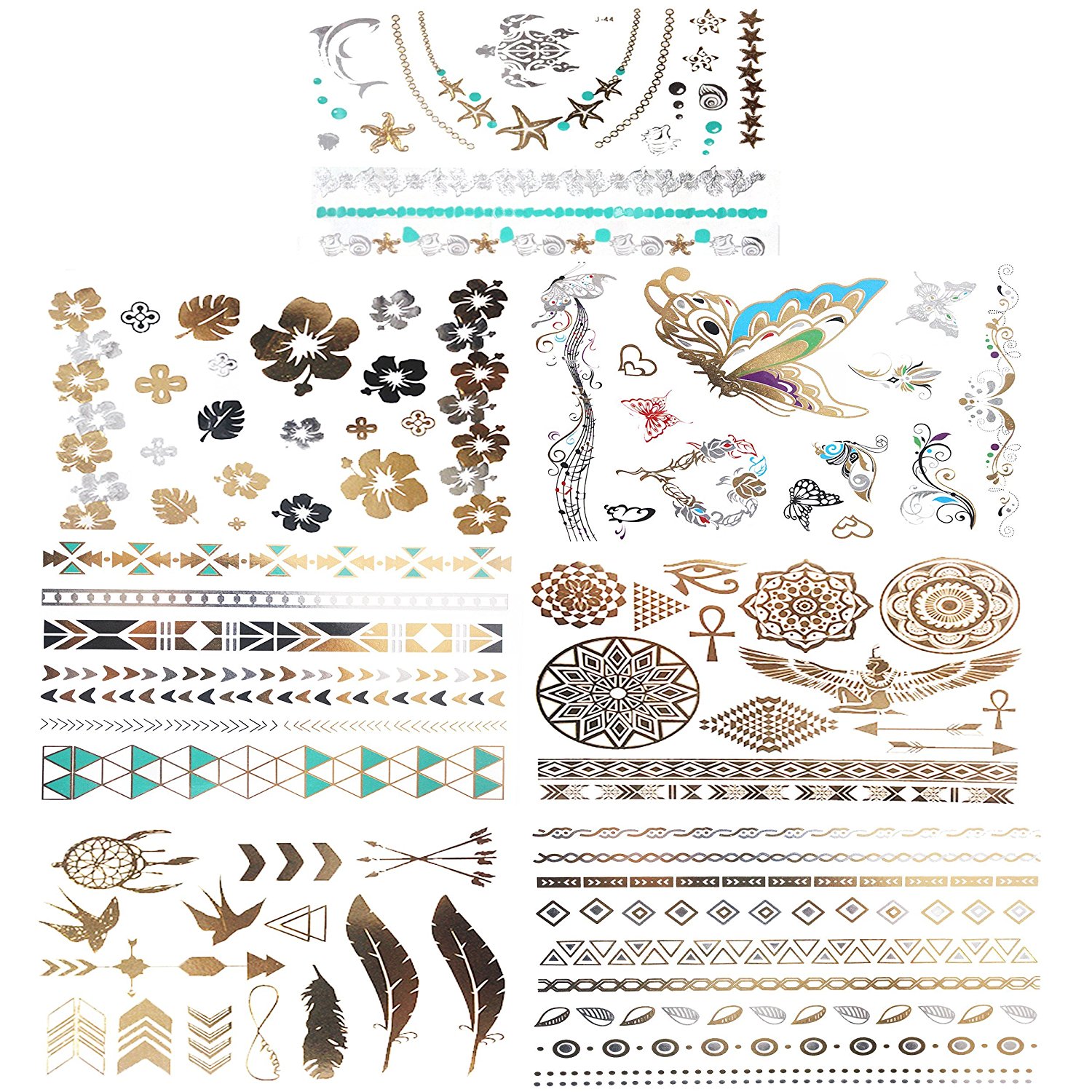 Coolest Bear Metallic "Temporary Tattoos", Silver/Gold 7 Sheets