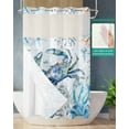 thumbnail image 2 of No Hook Shower Curtain with Snap in Liner, Summer Blue Ocean Crab Starfish Coral Jellyfish Watercolor Shower Curtains for Bathroom, Washable Shower Curtain Liner Set with Mesh Top Window, 36"x78", 2 of 6