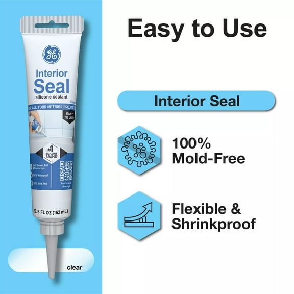 GE Interior Seal Kitchen & Bath, Pack of 1, Clear 2.8 oz Tube