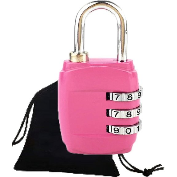 Pink Combination Locker Lock, Luggage Travel Lock, 3-Digit Outdoor Padlock