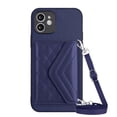 thumbnail image 4 of for iPhone 12 Slim Case with Card Holders and Strap for Women, iPhone 12 Phone Case Wallet PU Leather Kickstand RFID Blocking Flip Shockproof Wallet Case - Blue, 4 of 11
