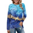 thumbnail image 1 of PENGXIANG Femmes Quotidien Tops Manches Longues Confortable Gradient Imprimé Chemisier Tops Casual Manches Longues Col Tunique Pull-Over Chemises, 1 of 4