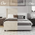 thumbnail image 5 of King Size Corduroy Upholstered Platform Bed Frame with High Headboard and Footboard, King Bed Frame with Vertical Stripe Wingback, No Box Spring Needed, 5 of 8