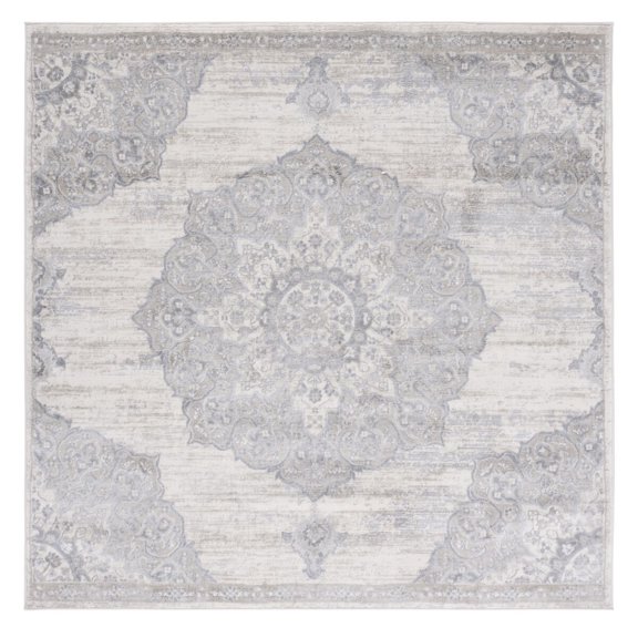 SAFAVIEH Brentwood Dimitri Floral Bordered Area Rug, 6'7" x 6'7" Square, Ivory/Beige