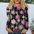 thumbnail image 4 of asdoklhq Christmas Turtleneck Tops for Women Christmas Women's Fashion Tees Casual Round Neck Loose T Shirt Long Sleeve Christmas Print Shirt Multicolor M, 4 of 6