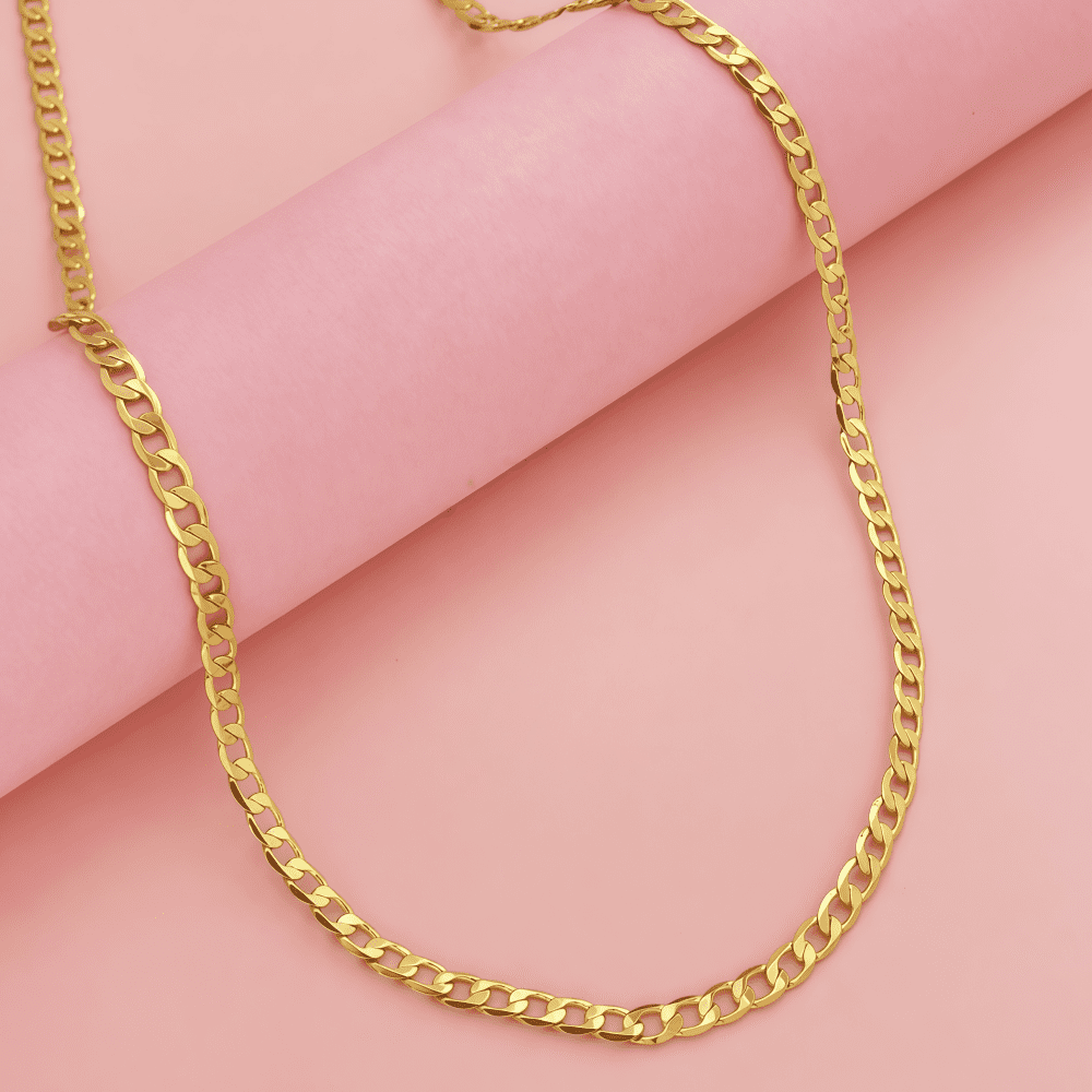10k Real Gold Solid Necklace for Men, Real Solid  Yellow Gold Chain, 4mm and 20 Inches