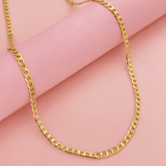 10k Real Gold Solid Necklace for Men, Real Solid  Yellow Gold Chain, 4mm and 24"