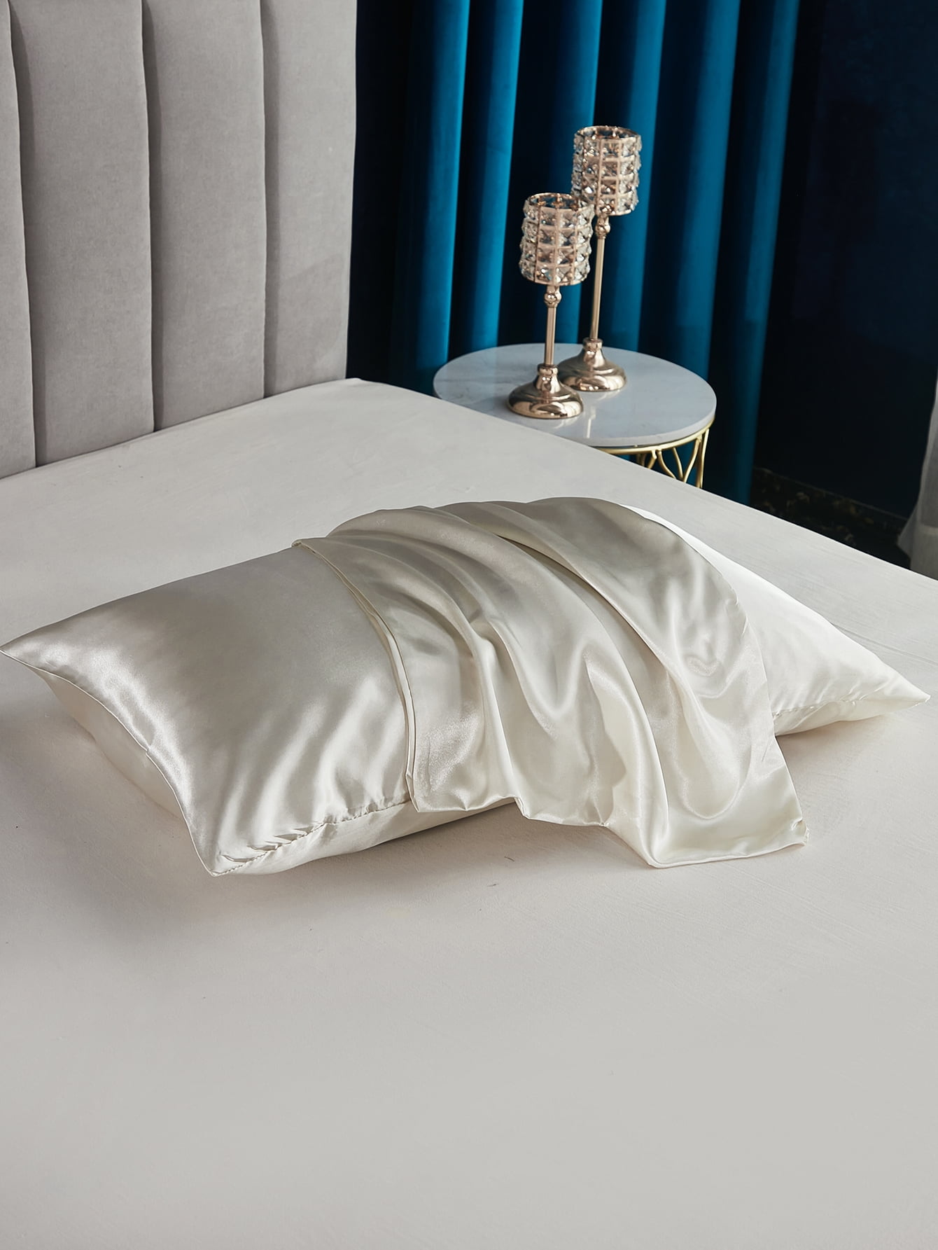 Move Over Taupe Satin Pillowcases King, Silk like Satin Pillow Cover Set of 2, Silky Microfiber Solid Pattern, 2 Pack
