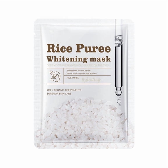 Rice Facial Mask, 25ml Single Pack, Deep Moisturizing & Brightening Face Mask with Rice Extract for Hydrated Skin