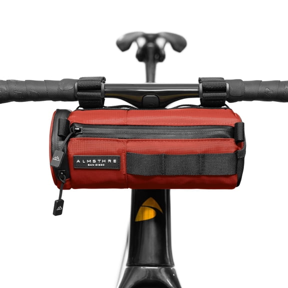 ALMSTHRE Compact Bar Bag, Waterproof Zipper & Adjustable Straps, Rust Red