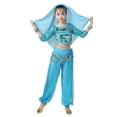 thumbnail image 2 of Sky Blue Kids Girls Belly Dance Costume Set - 5-Piece Outfit with Top Pants Accessories, 100% Polyester for 5-15 Years Dance Class & Recitals,Size 13-15 T, 2 of 7