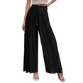 thumbnail image 4 of Womens Casual Pants Wide Leg Palazzo Trousers High Waisted Smocked Pleated Loose Fit Everyday Wear, 4 of 10