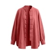 thumbnail image 2 of Vetsdori Womens Square Neck Button up Shirts Long Sleeve Cotton Linen Solid Color Casual, 2 of 2