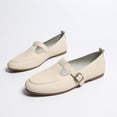 thumbnail image 6 of Bkhluea Women Leather T-Strap Buckle Loafer Flats Comfortable Footwear For Office Casual Outdoor Daily Activities, 6 of 7