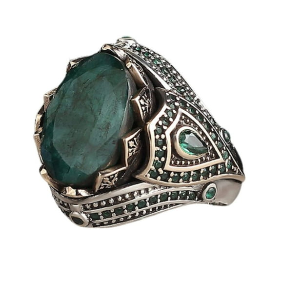 Roarsilver Emerald Stone Ring,Silver 925k Mens Ring,Handmade Ring,Jewelry Gift For Him an Her | 5