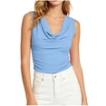 thumbnail image 2 of EazyTech Women's Sleeveless Cowl Neck Top – Solid Color with Front Ruched Detail for Summer, 2 of 6