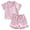 Pink, variant on NAISIBABY Girls Pajama Set 2-Piece, Lapel Short Sleeve Shirt and Ruffled Shorts Silky Satin Soft Summer Cute Home Clothes Beige 4-5T