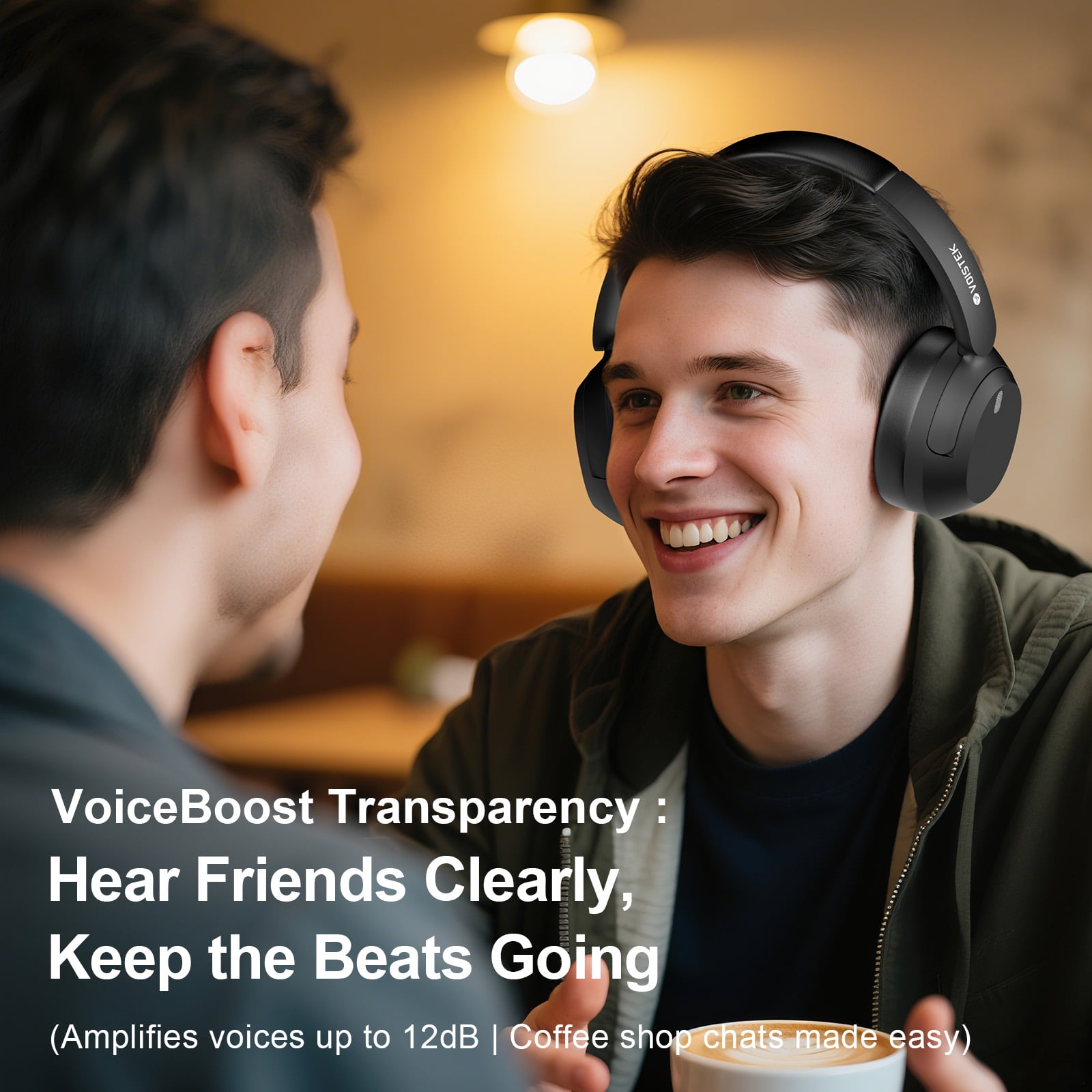 Voistek T30 ANC Wireless Headphones, 35H Battery, Bluetooth 5.3, Ambient Sound Mode for Work & Commuting