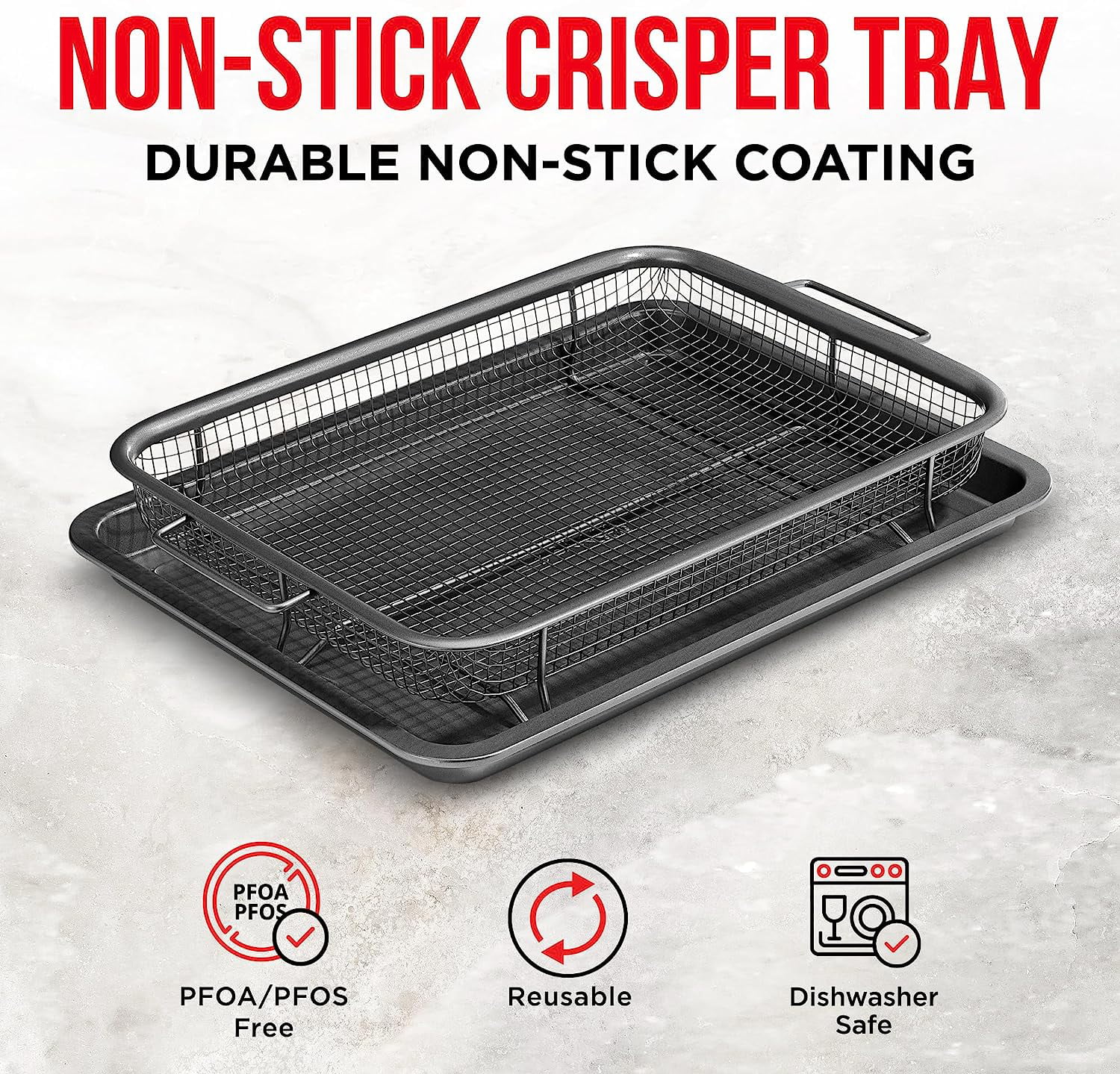 Air Fryer Basket and Tray for Oven, 15.5'' x 12.5'' Stainless Steel Crisper  Tray and Basket for Convection Oven, Baking Pan Perfect for the Grill