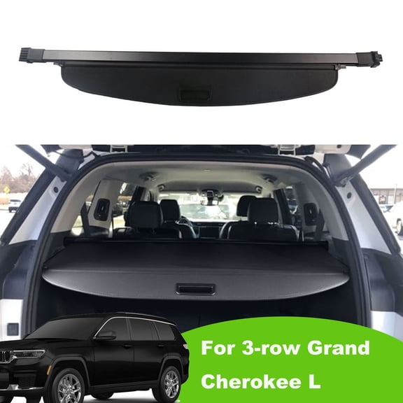 Fit Jeep Grand Cherokee L 2021 2022 2023 2024 2025 2026 Cargo Cover for 2021-2026 Jeep Grand Cherokee L 3 Row 7-Seat Suv Accessories Black Retractable Rear Trunk Security Shield Shade Cover