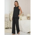 thumbnail image 6 of MINTREUS Lounge Sets for Women Knit Loose Tank Top Wide Leg Pants Soft Comfy Pajamas Set 2-Piece Outfits, 6 of 7