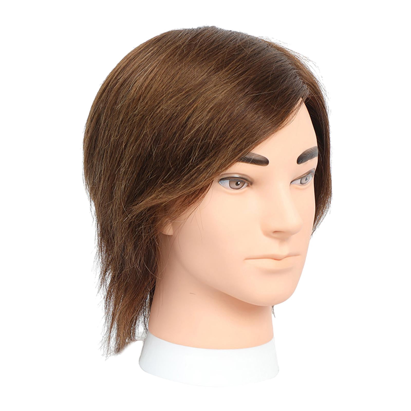 FITYLE Male Mannequin Head Practice Hairdressing Hair Cutting Barber Mannequin Head White Skin Brown