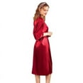 thumbnail image 1 of Peignoir de Lingerie pour Femmes en Satin avec Garniture en Dentelle, Kimono Aguichant de Nuit avec Liens à l'Intérieur, 1 of 3