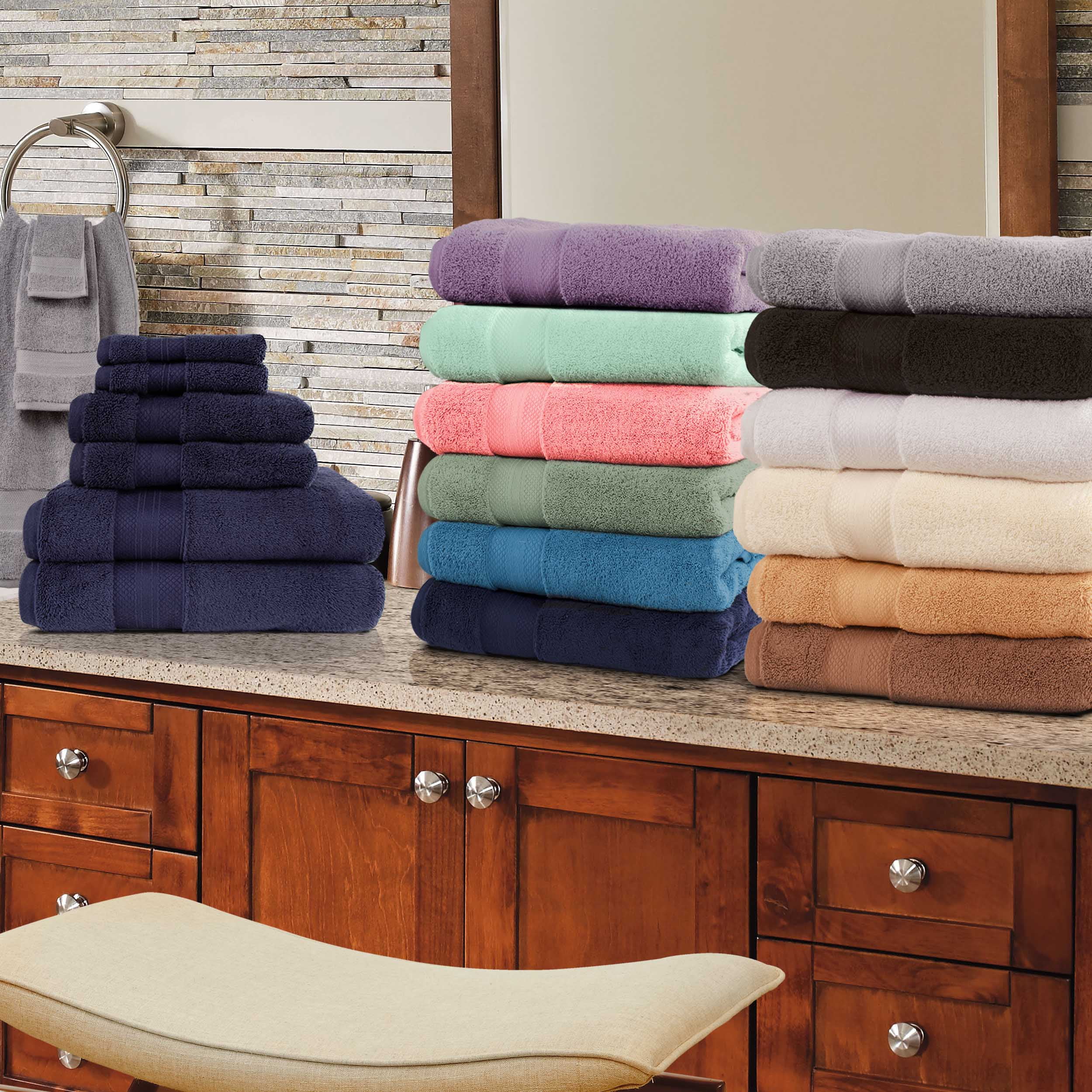 Superior Aria Turkish Cotton 12-Piece Towel Set, Ultra Soft Heavyweight Towels, Coral Pink